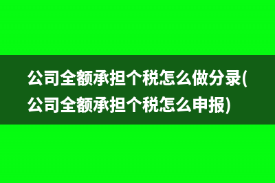 公司全額承擔(dān)個(gè)稅怎么做分錄(公司全額承擔(dān)個(gè)稅怎么申報(bào))