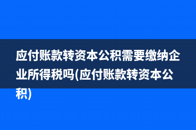 應(yīng)付賬款轉(zhuǎn)資本公積需要繳納企業(yè)所得稅嗎(應(yīng)付賬款轉(zhuǎn)資本公積)