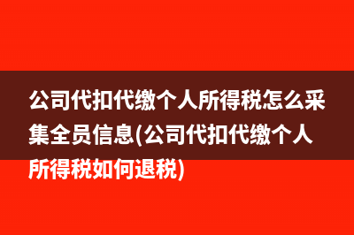 公司代扣代繳個(gè)人所得稅怎么采集全員信息(公司代扣代繳個(gè)人所得稅如何退稅)