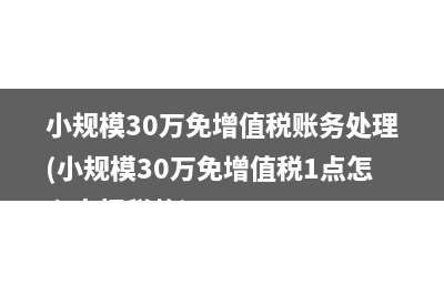 小規(guī)模30萬免增值稅賬務處理(小規(guī)模30萬免增值稅1點怎么申報稅款)