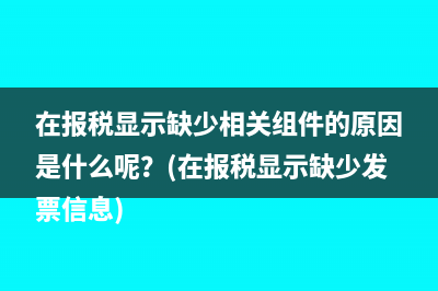 在報稅顯示缺少相關(guān)組件的原因是什么呢？(在報稅顯示缺少發(fā)票信息)