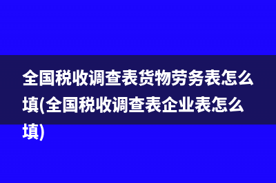 全國(guó)稅收調(diào)查表貨物勞務(wù)表怎么填(全國(guó)稅收調(diào)查表企業(yè)表怎么填)