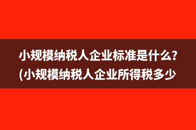 小規(guī)模納稅人企業(yè)標準是什么？(小規(guī)模納稅人企業(yè)所得稅多少)