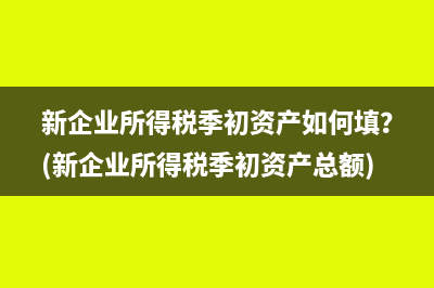 新企業(yè)所得稅季初資產(chǎn)如何填？(新企業(yè)所得稅季初資產(chǎn)總額)