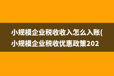 小規(guī)模企業(yè)稅收收入怎么入賬(小規(guī)模企業(yè)稅收優(yōu)惠政策2023)