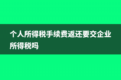 個(gè)人所得稅手續(xù)費(fèi)按多少計(jì)提銷項(xiàng)稅?(個(gè)人所得稅手續(xù)費(fèi)返還要交企業(yè)所得稅嗎)