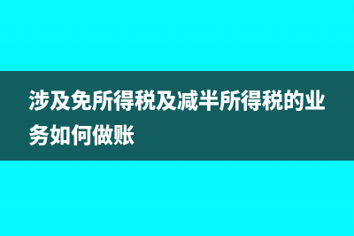 涉及免所得稅及減半所得稅的業(yè)務(wù)如何做賬