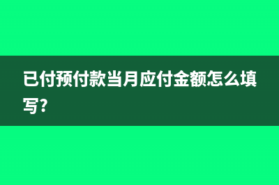 已付預(yù)付款當(dāng)月應(yīng)付金額怎么填寫?