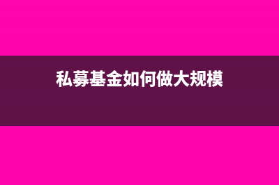 私募基金如何做賬務(wù)處理(私募基金如何做大規(guī)模)