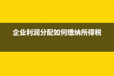 企業(yè)利潤分配如何交稅(企業(yè)利潤分配如何繳納所得稅)