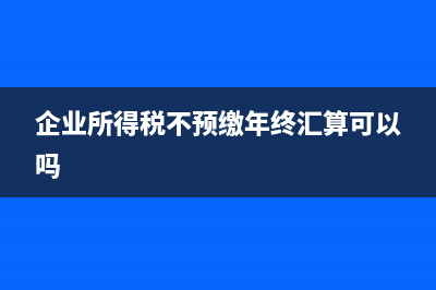 企業(yè)所得稅不預繳可以嗎(企業(yè)所得稅不預繳年終匯算可以嗎)