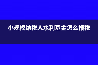 小規(guī)模納稅人水利建設(shè)基金怎么計(jì)稅(小規(guī)模納稅人水利基金怎么報(bào)稅)