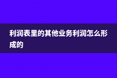 利潤(rùn)表里的其他綜合收益怎么計(jì)算?(利潤(rùn)表里的其他業(yè)務(wù)利潤(rùn)怎么形成的)