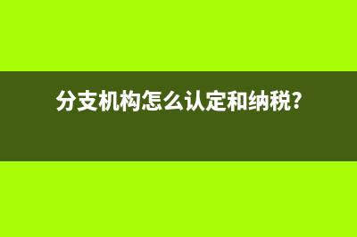 分支機構怎么認定和納稅?