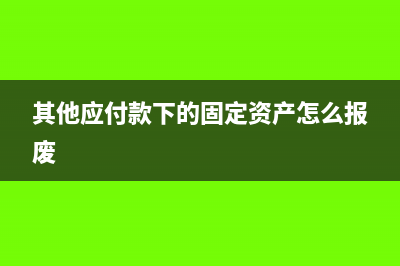 其他應(yīng)付款下的公司往來如何賬務(wù)處理?(其他應(yīng)付款下的固定資產(chǎn)怎么報廢)