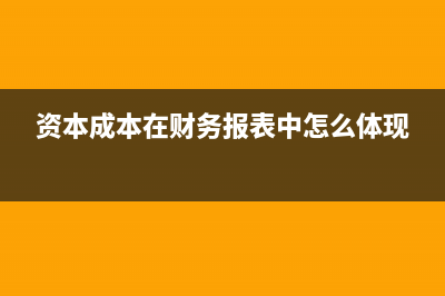 資本成本在財務(wù)報表中哪里(資本成本在財務(wù)報表中怎么體現(xiàn))