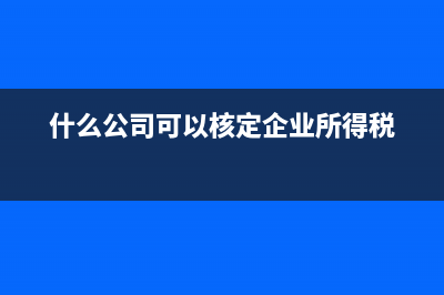 什么公司可以核定征收？(什么公司可以核定企業(yè)所得稅)