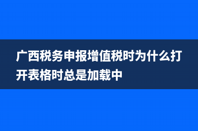 廣西稅務(wù)申報 (廣西稅務(wù)申報增值稅時為什么打開表格時總是加載中)